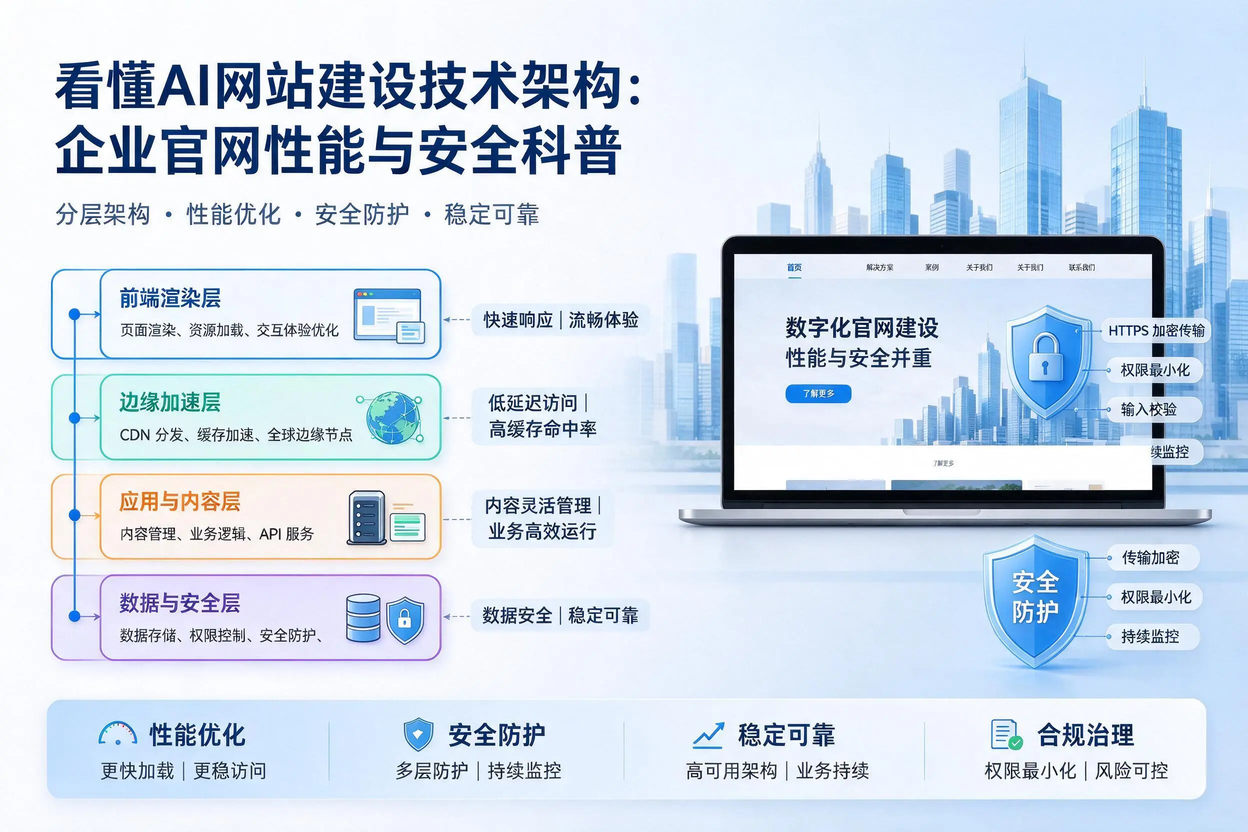 看懂AI网站建设技术架构：黔西南企业官网性能与安全科普