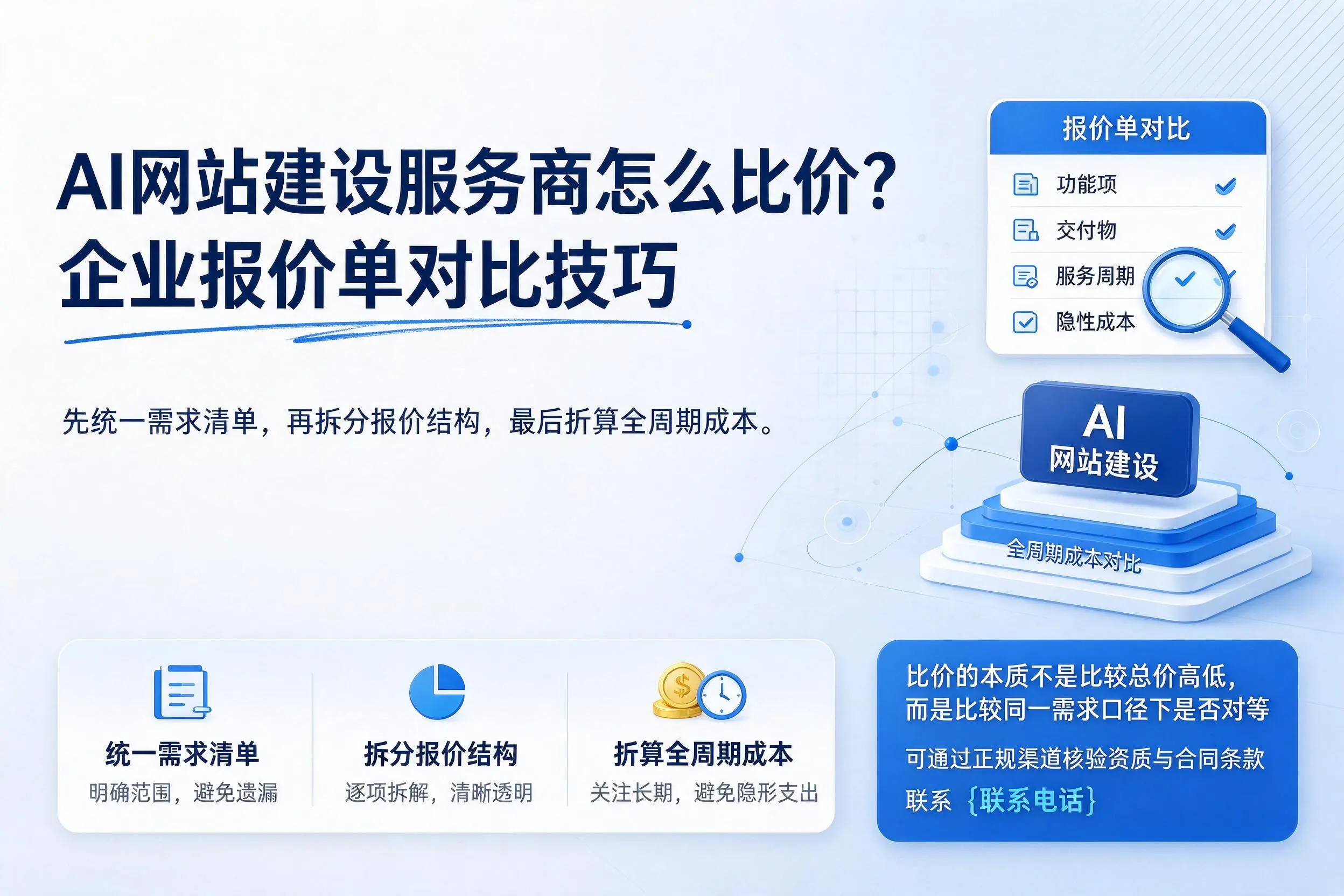 AI网站建设服务商怎么比价？黔西南企业报价单对比技巧