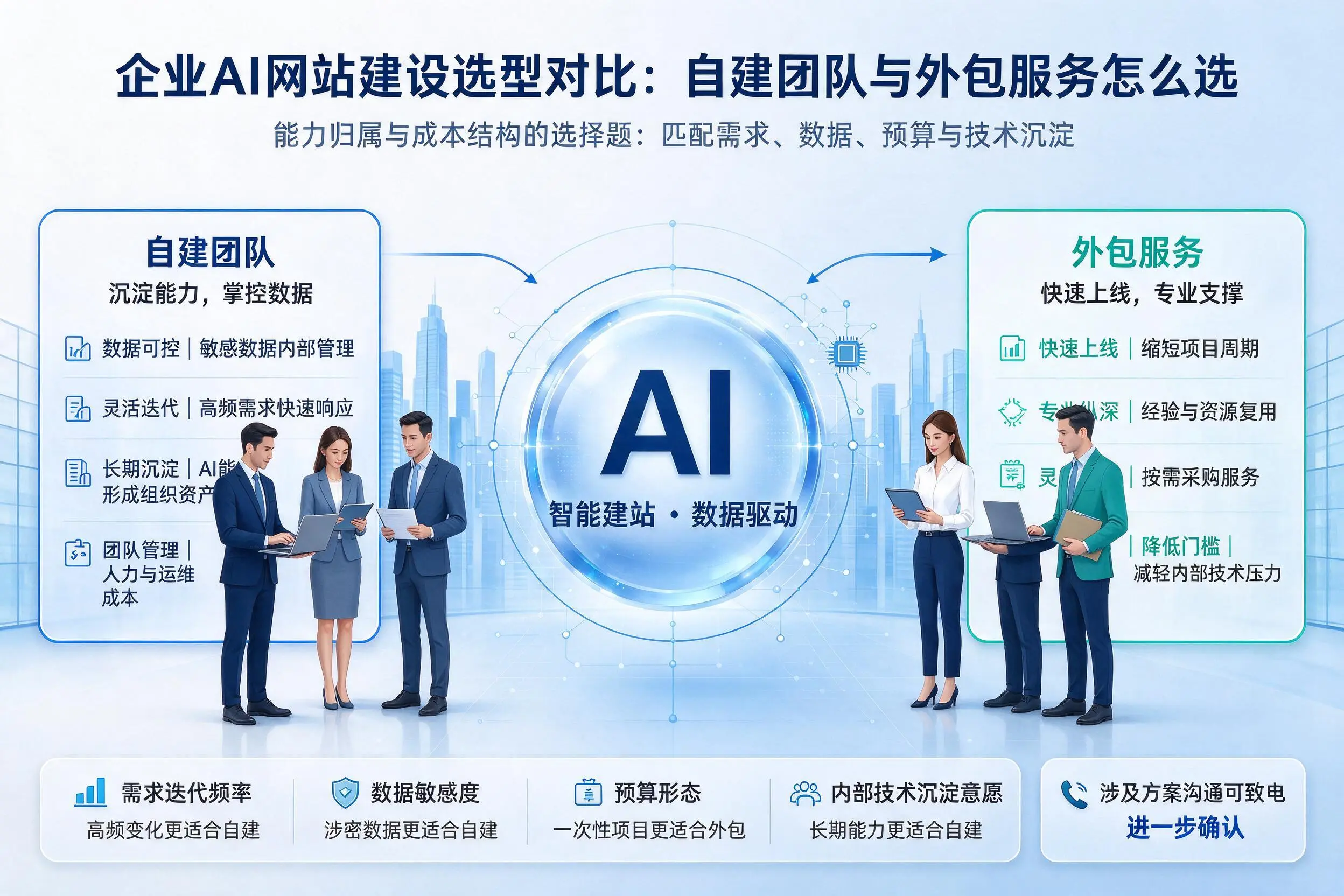 黔西南企业AI网站建设选型对比:自建团队与外包服务怎么选