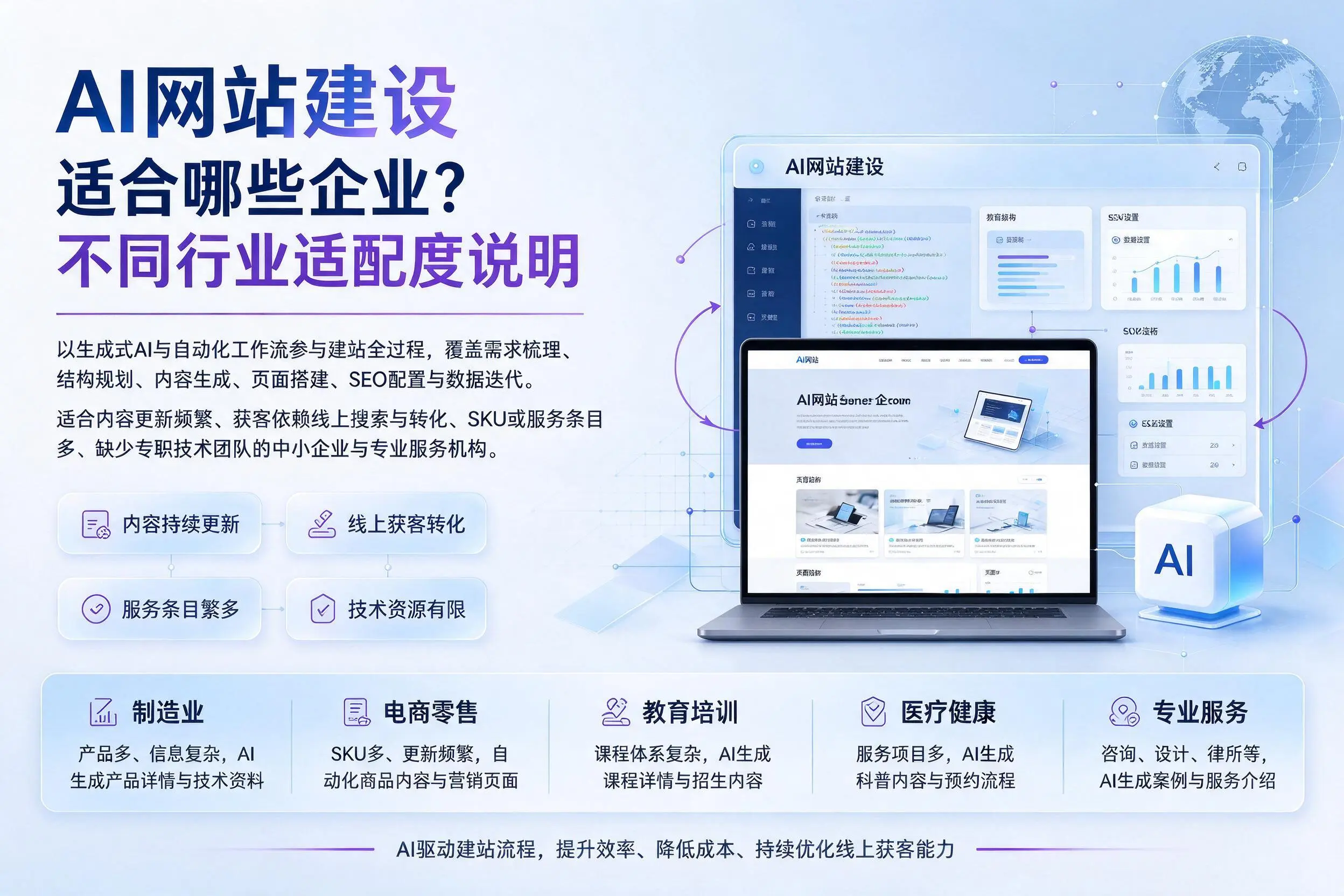 AI网站建设适合哪些企业？黔西南不同行业适配度说明